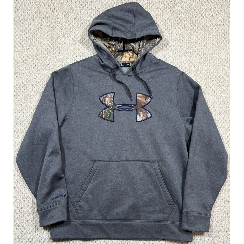 Under Armour Hoodie Mens M Charcoal Storm1 Realtree Logo Hooded Relax Sweatshirt